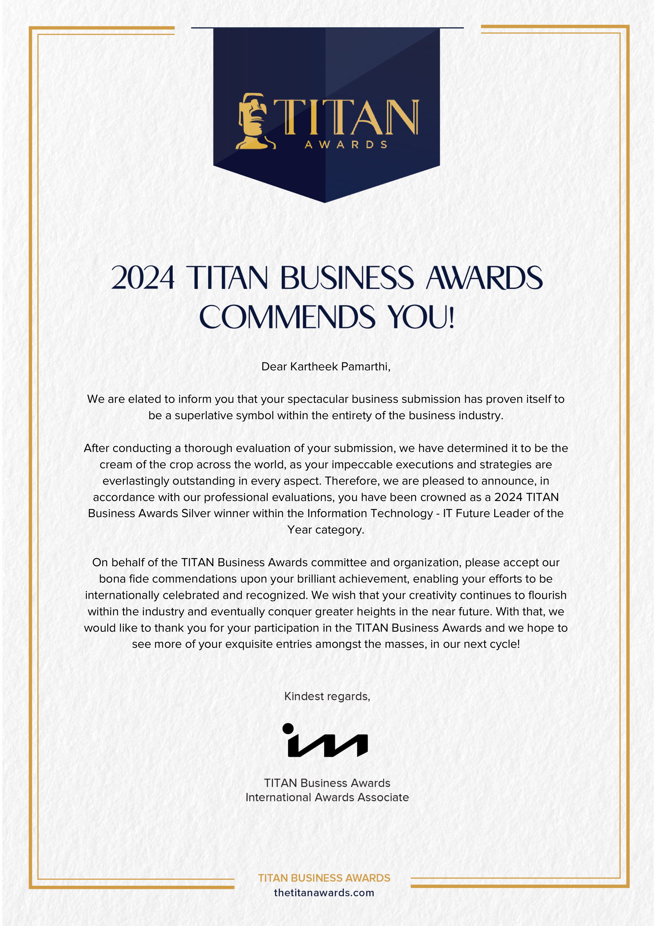 TITAN Certificate